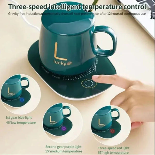55℃ Warmer Smart Coffee Mug,400ML Electric Charing Ceramic Cup for Heating Milk Tea,Multifunctional Thermostat Cups Set for Gift