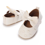 Baby Shoes Girls' Newborn White Series Forefoot Shoes PU Leather Flat Bottom Soft Sole Baby Shoes Bow Baby Princess Shoes