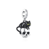 Cute 925 sterling silver cat pendant bead—fits original charm bracelets. Perfect for women and men.