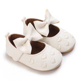 Baby Shoes Girls' Newborn White Series Forefoot Shoes PU Leather Flat Bottom Soft Sole Baby Shoes Bow Baby Princess Shoes