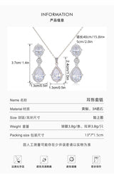 "Elegant zircon jewelry set with necklace and water drop earrings—perfect for brides and special occasions."