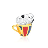 Cute 925 sterling silver cat pendant bead—fits original charm bracelets. Perfect for women and men.