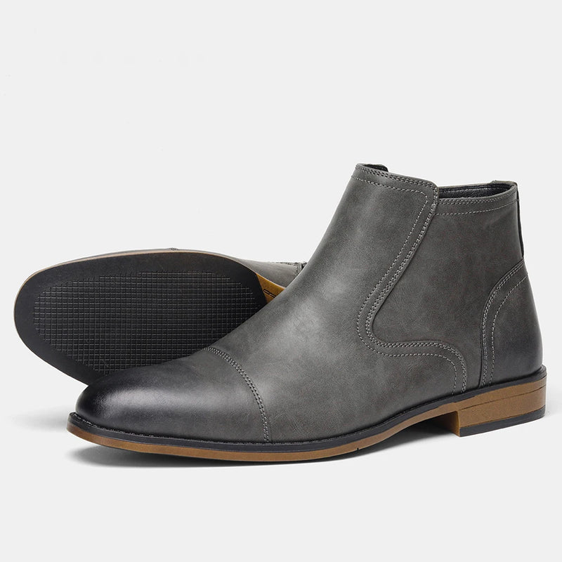 Men's Comfortable Ankle Leather Boots Men's Fashion Brand