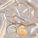 Exaggerated Trend Gold Color Conch Torques Necklace Jewelry Accessories