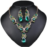 Gorgeous Crystal Jewelry Sets for Women Luxury Choker Necklace Earrings Set Wedding Dress Bridal Costume