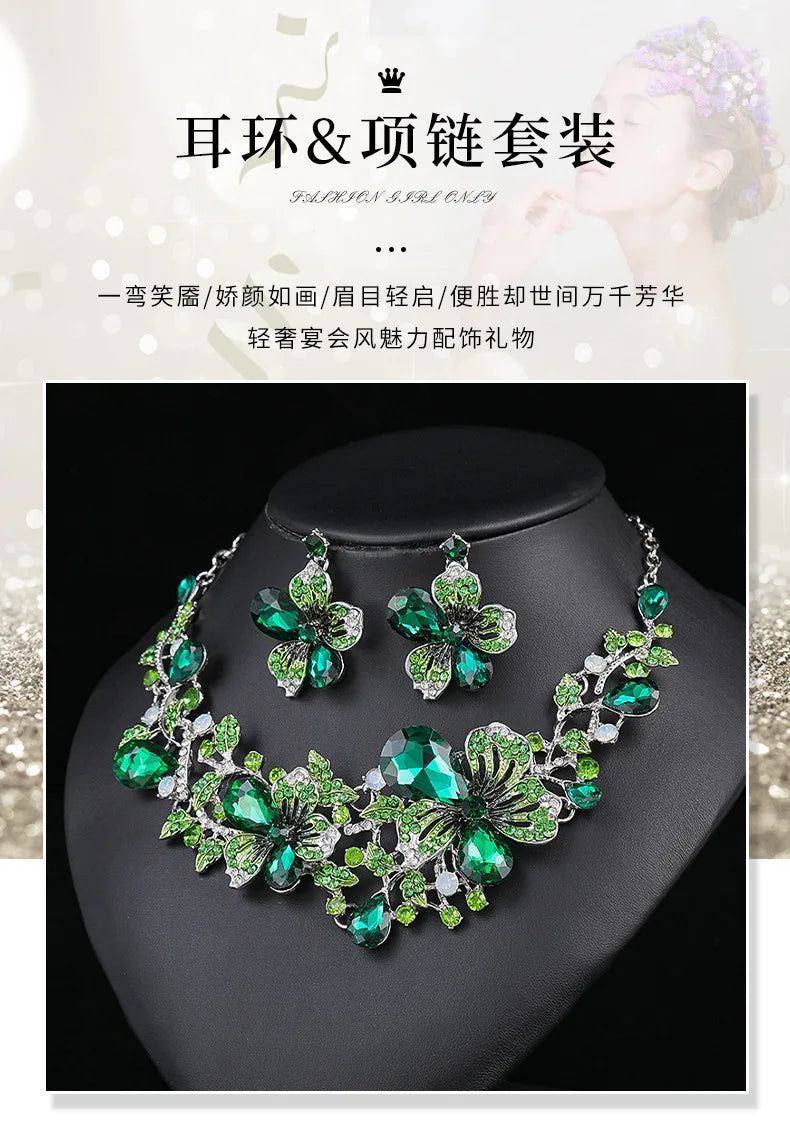 Accessories Retro Necklace Set Women's Luxury Crystal Banquet Dress Accessories