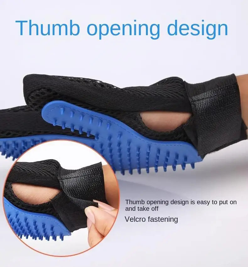 Pet grooming kit: 2-sided brush & glove for de-shedding and de-matting dogs, cats, rabbits.