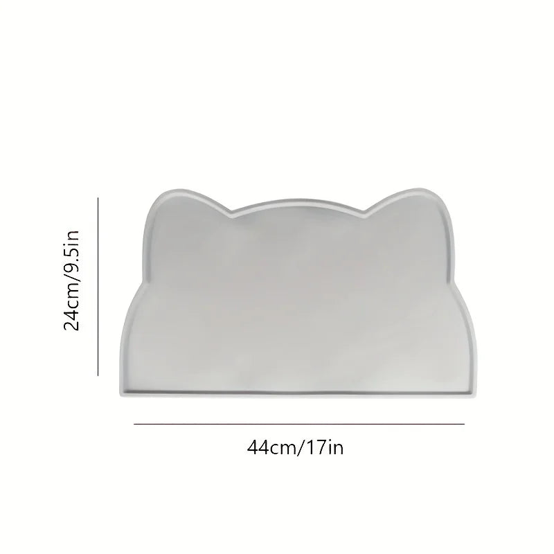 Waterproof Silicone Pet Feeding Mat - Raised Edge Dog & Cat Food Bowl Mat, Easy-to-Clean Placemat