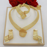 Women's Jewelry Sets Gold Plated Sprial Necklaces Simple Earrings Italian Fashion Rings Bracelets