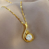 Chic gold pendant necklace with stainless steel link chain. Stylish, durable, and ships free."