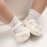 Baby Shoes Girls' Newborn White Series Forefoot Shoes PU Leather Flat Bottom Soft Sole Baby Shoes Bow Baby Princess Shoes
