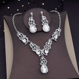 Gorgeous Crystal Jewelry Sets for Women Luxury Choker Necklace Earrings Set Wedding Dress Bridal Costume