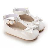 Baby Shoes Girls' Newborn White Series Forefoot Shoes PU Leather Flat Bottom Soft Sole Baby Shoes Bow Baby Princess Shoes