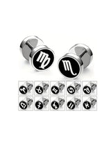 Men's Fashion Twelve Constellations Dumbbell Stainless Steel Earrings