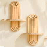 Wooden Wall Shelf - Boho Style Modern Home Decor for Living Room or Bathroom Display