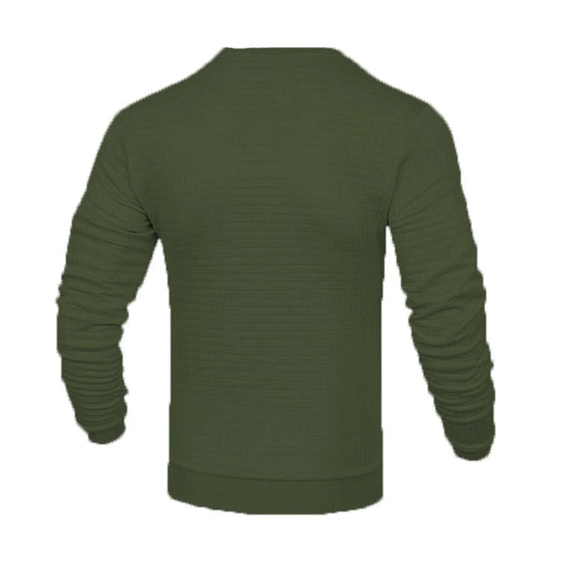 Men's fashion small check Waffle youth crew-neck jacquard check hoodie