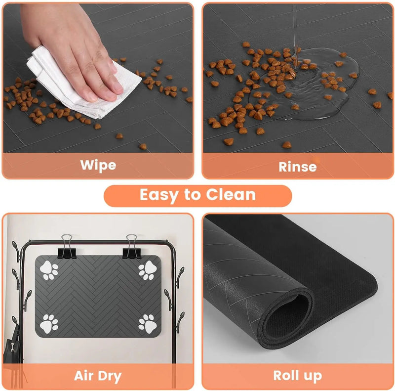 Absorbent Pet Feeding Mat - Waterproof Rubber-Backed Bowl Mat for Dogs & Cats, Quick-Drying Design