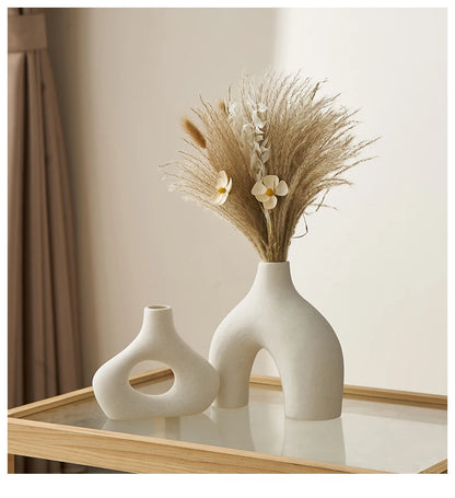 Nordic Ceramic Flower Vase - Stylish Home or Office Decor, Bookshelf Accent with Original Design