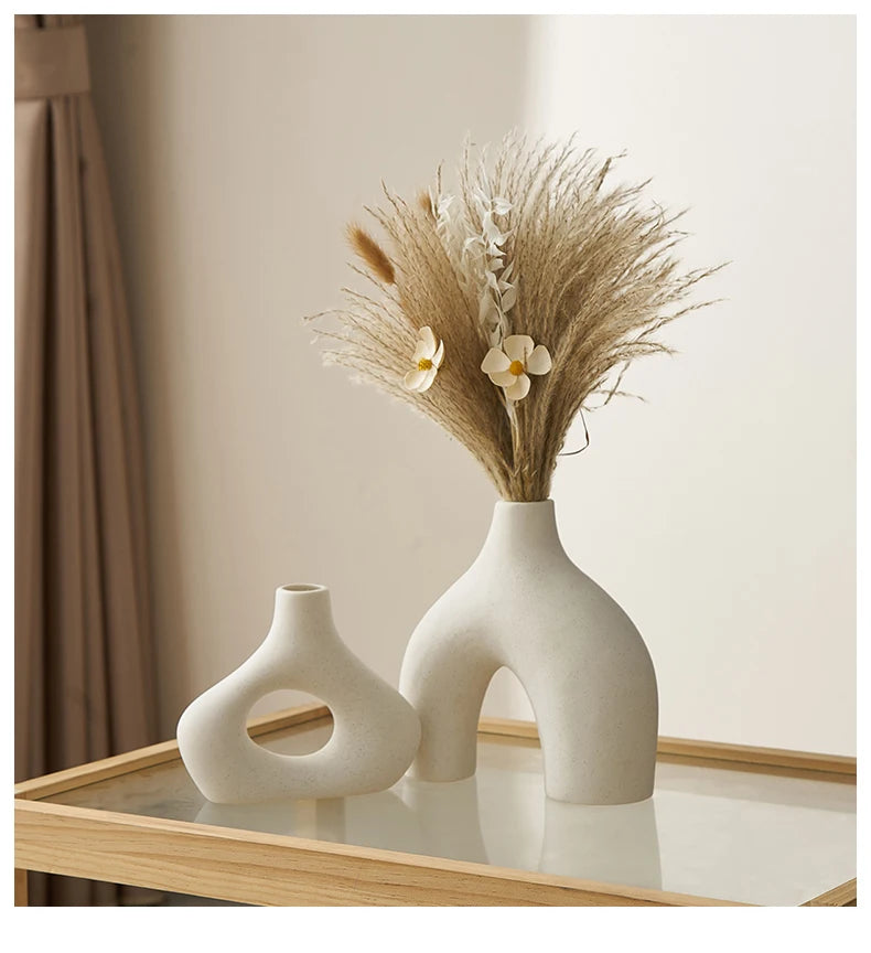 Nordic Ceramic Flower Vase - Stylish Home or Office Decor, Bookshelf Accent with Original Design