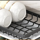 Wall-mounted no-hole kitchen dish rack—multifunctional storage for plates, chopsticks, knives, and cups."