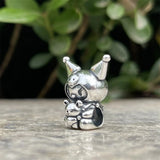 Cute 925 sterling silver cat pendant bead—fits original charm bracelets. Perfect for women and men.