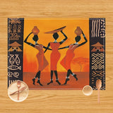 2pcs Beautiful African Woman Placemats - Set of 2 Linen Table Mats for Kitchen and Dining Table Decor