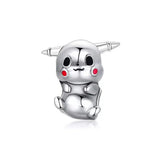 Cute 925 sterling silver cat pendant bead—fits original charm bracelets. Perfect for women and men.