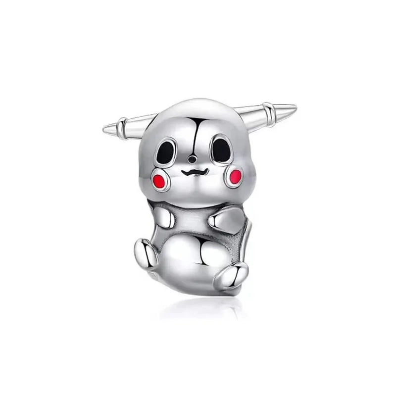 Cute 925 sterling silver cat pendant bead—fits original charm bracelets. Perfect for women and men.