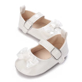 Baby Shoes Girls' Newborn White Series Forefoot Shoes PU Leather Flat Bottom Soft Sole Baby Shoes Bow Baby Princess Shoes