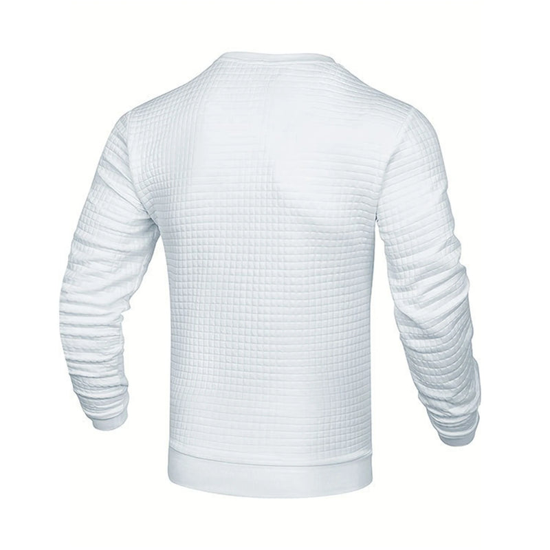 Men's fashion small check Waffle youth crew-neck jacquard check hoodie