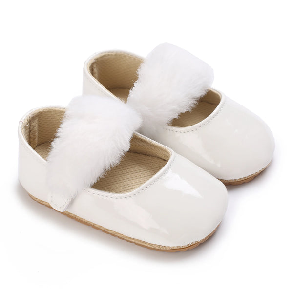 Baby Shoes Girls' Newborn White Series Forefoot Shoes PU Leather Flat Bottom Soft Sole Baby Shoes Bow Baby Princess Shoes