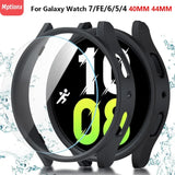 Glass+Case for Samsung Galaxy Watch 7 Waterproof PC Galaxy Watch 6 5 4 40mm 44mm Cover Galaxy Watch FE Cover+Screen Protector
