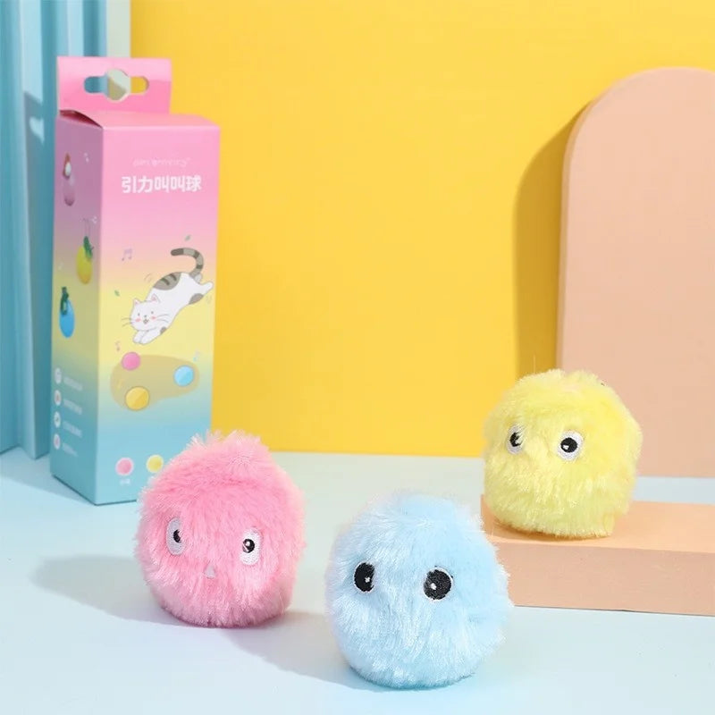 1/3pcs plush interactive toy balls—smart, touch-activated with sound and catnip, perfect for playful cats and dogs.