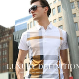 Men's Fashion Business Casual Stripe Polo Comfortable Cotton Top British Style