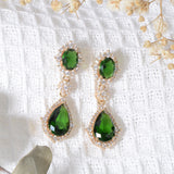 "Elegant zircon jewelry set with necklace and water drop earrings—perfect for brides and special occasions."