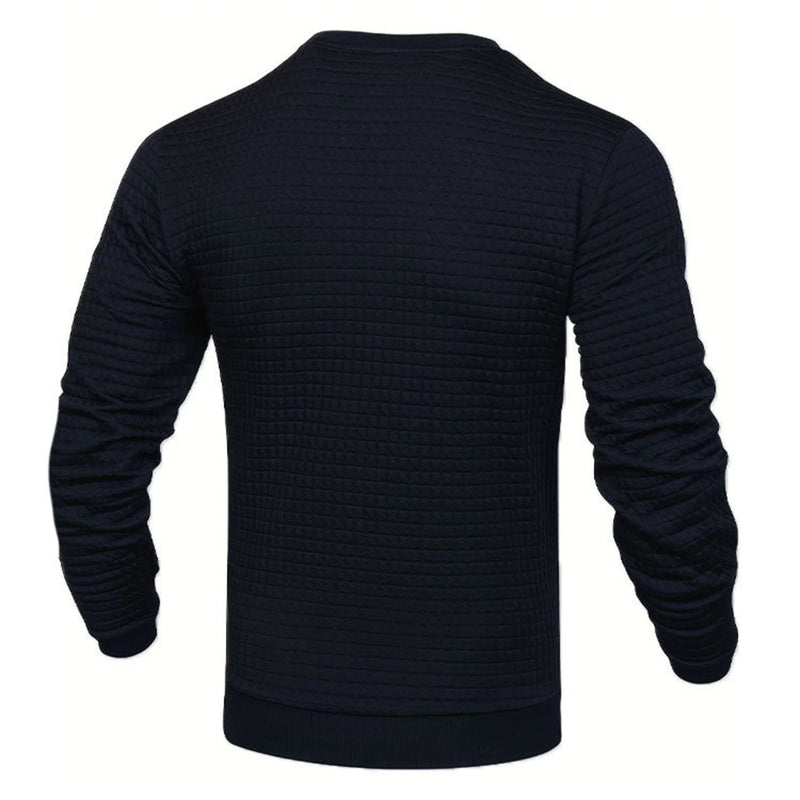 Men's fashion small check Waffle youth crew-neck jacquard check hoodie