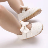Baby Shoes Girls' Newborn White Series Forefoot Shoes PU Leather Flat Bottom Soft Sole Baby Shoes Bow Baby Princess Shoes