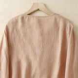 2025 vintage embroidered jacquard top—long-sleeve, loose-fit cotton-linen blend for effortless elegance.