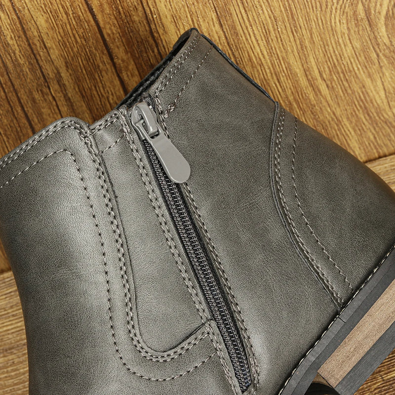 Men's Comfortable Ankle Leather Boots Men's Fashion Brand