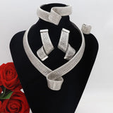 Women's Jewelry Sets Gold Plated Sprial Necklaces Simple Earrings Italian Fashion Rings Bracelets
