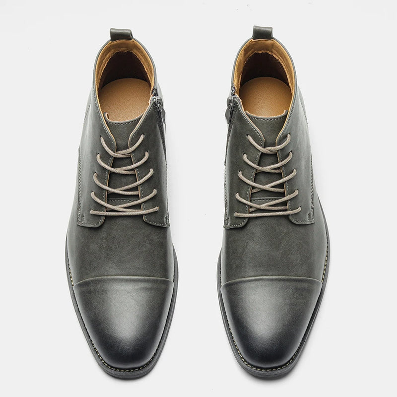 Men's Comfortable Ankle Leather Boots Men's Fashion Brand