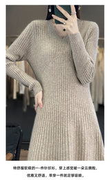 100% Merino wool cashmere dress—V-neck pullover style, warm and stylish for autumn and winter