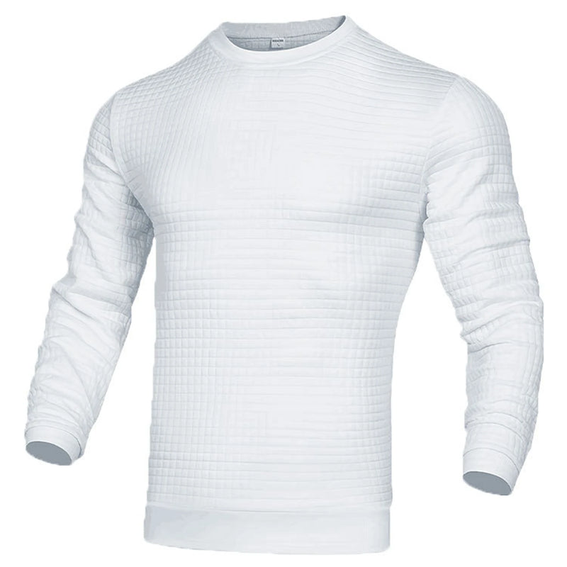 Men's fashion small check Waffle youth crew-neck jacquard check hoodie