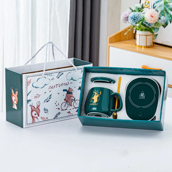 400ml Smart Ceramic Cup Coaster Warmer Thermostatic Coffee Heating Electric Mug Set Milk Tea Heating Water Cafetera