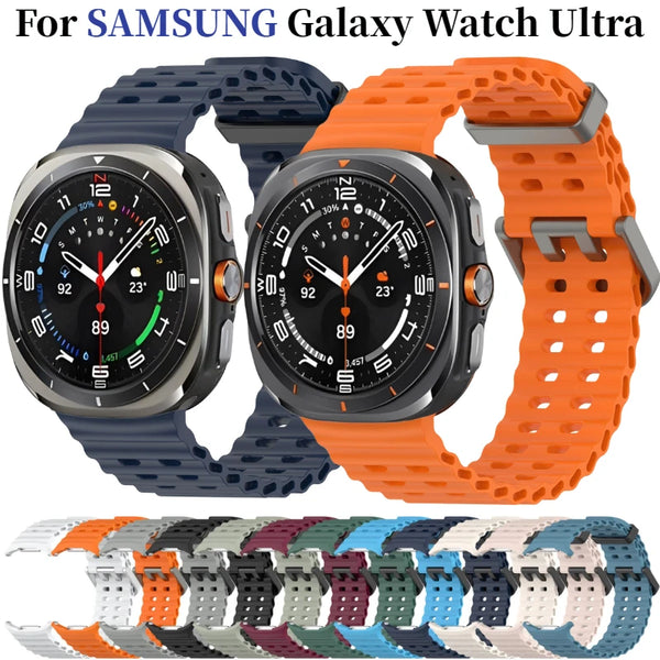 Official Ocean Silicone Strap For Samsung Galaxy Watch 7 Ultra 47mm Watchband Replacement Bracelet For Galaxy Watch Ultra Correa