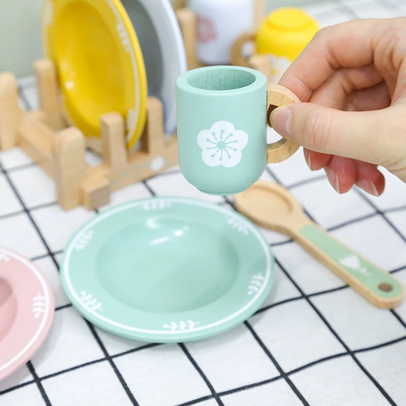 Baby wooden toy Kitchen toy wooden tableware set toy baby role play Educational Cosplay preschool toy gifts for kids