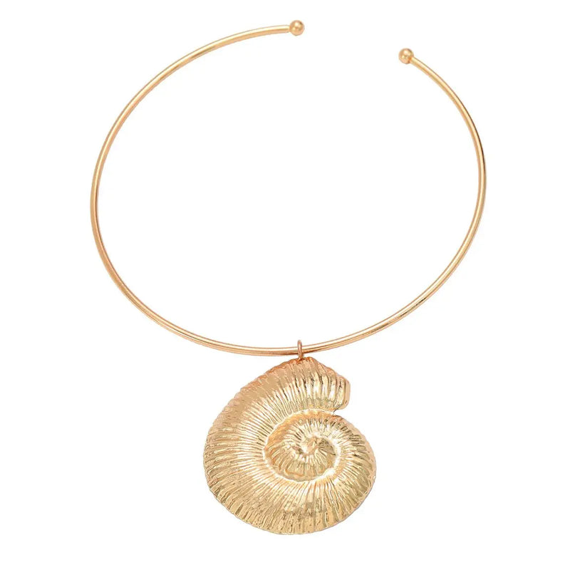 Exaggerated Trend Gold Color Conch Torques Necklace Jewelry Accessories