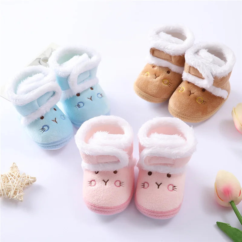 Winter Newborn Baby Girl Boy Shoes First Walkers Thick Warm Infant Baby Shoes Cute Toddler Baby Shoes for Girls Boys 0-9Month