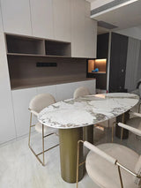 Modern marble kitchen dining table—luxury mid-century design perfect for home and living spaces."