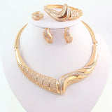 Women Jewelry Sets For Wedding Beads Crystal Pendant Statement Dress Necklace Earrings Bracelet Ring Set